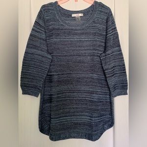 Alia Lightweight Knit Sweater Blue 3/4 Length Sleeves Size Large